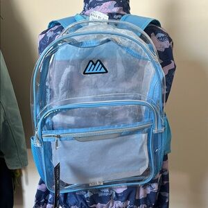 Transparent Backpack with Blue Accents